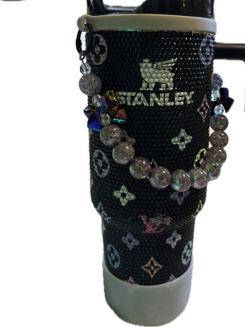 Stanley Black Rhinestone Phone Case with Beaded Strap